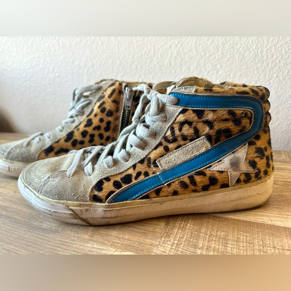 Golden goose leopard blue stripe sneaker! Only worn a few times! - Picture 1 of 9